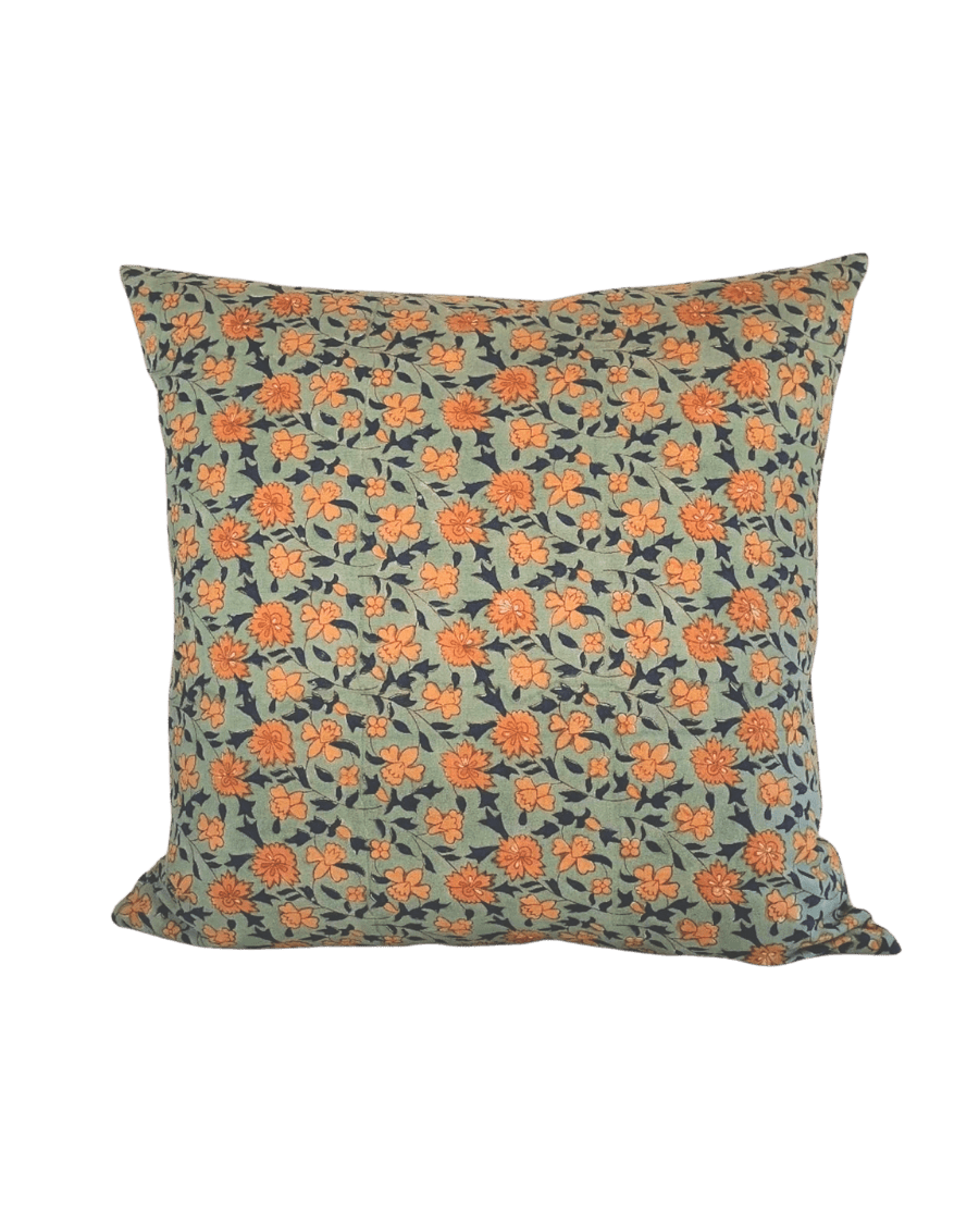 Soil to Studio · Noor Hand Block - printed Linen Pillow in Sage | socius design in Rochester, MN