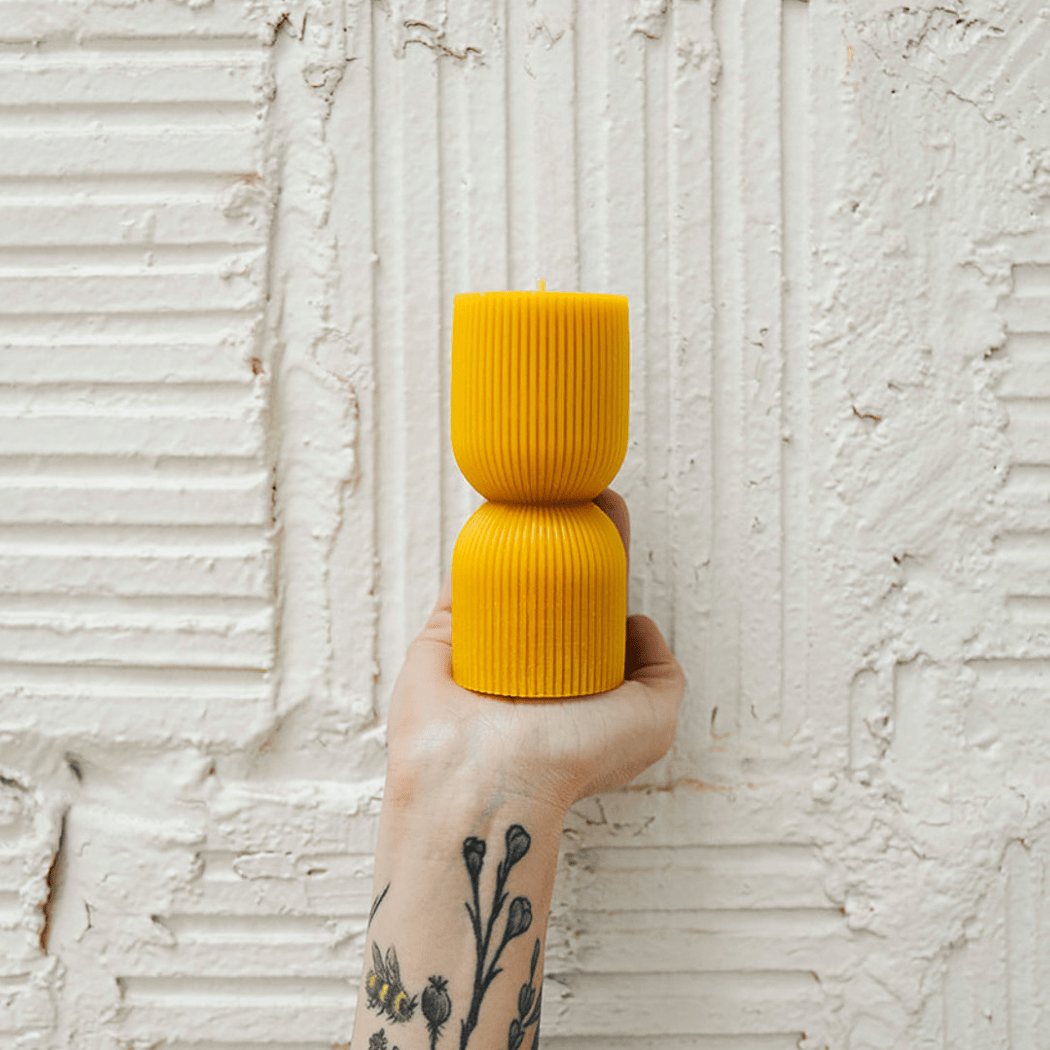 Slow Burn · Pepper (Sml) - Ribbed Beeswax Pillar Candle | socius design in Rochester, MN