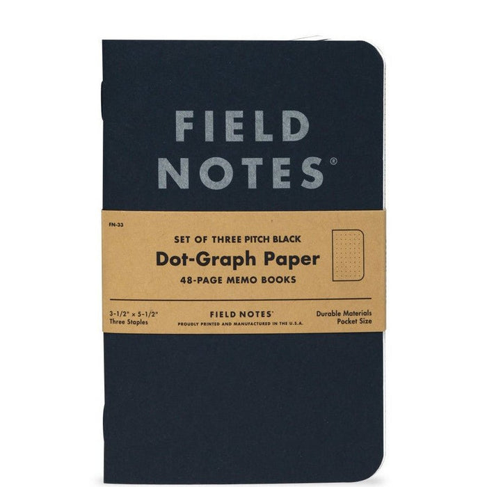 Field Notes Pitch Black dot-graph note book 2-pack