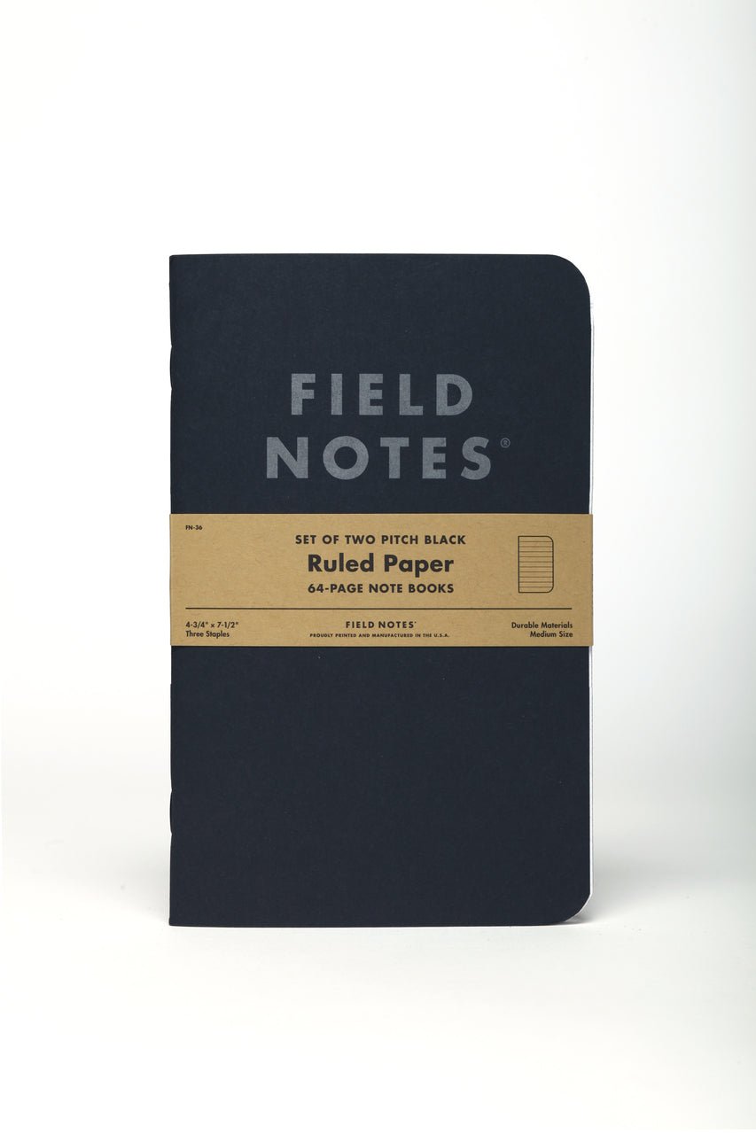 Field Notes Pitch Black Note Book ruled 2-pack