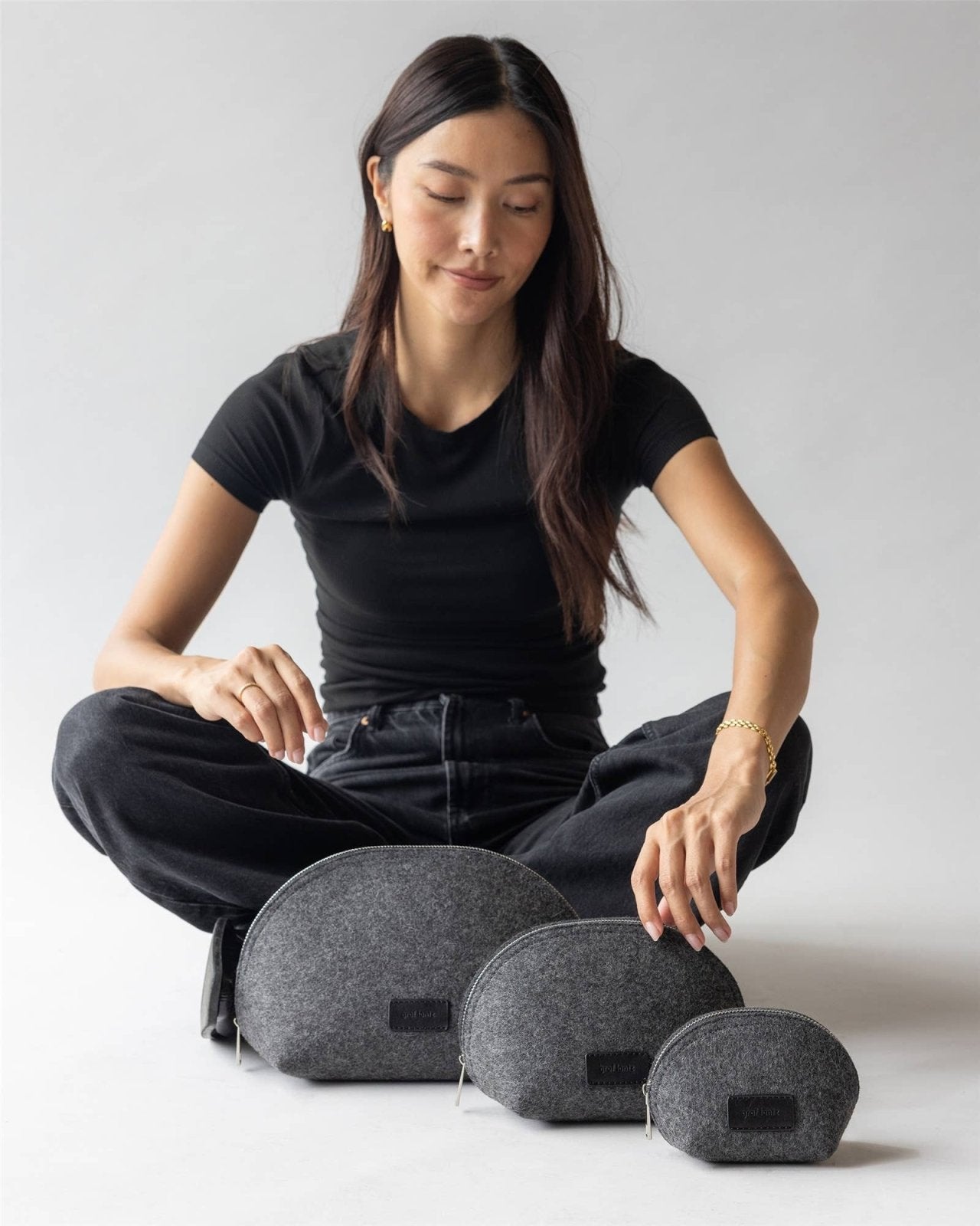 Graf Lantz · Pochi Merino Wool Pouch Set | Charcoal | socius design in Rochester, MN