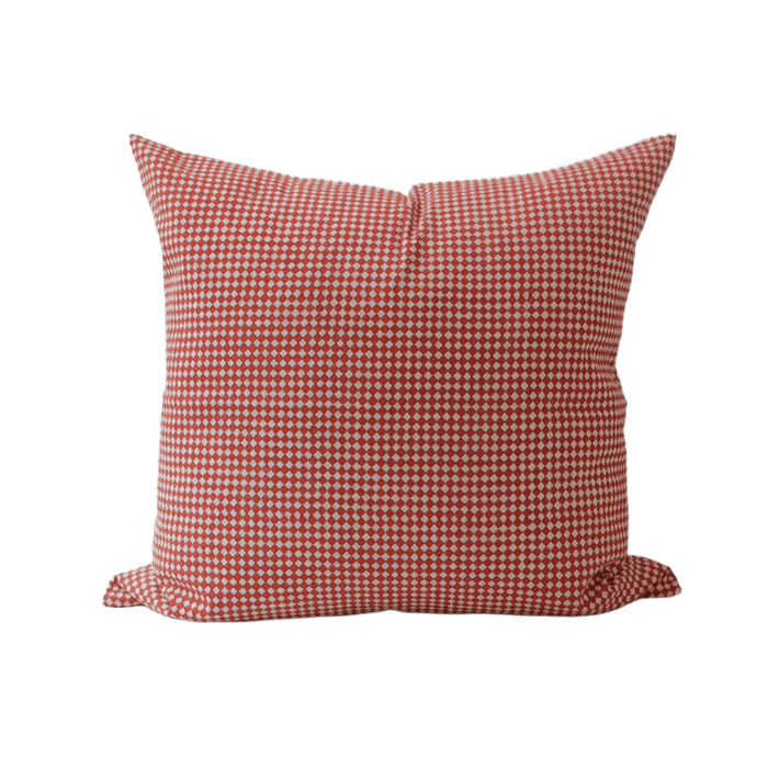 Soil to Studio · Rekha Hand Block - printed Linen Throw Pillow · Rojo | socius design in Rochester, MN