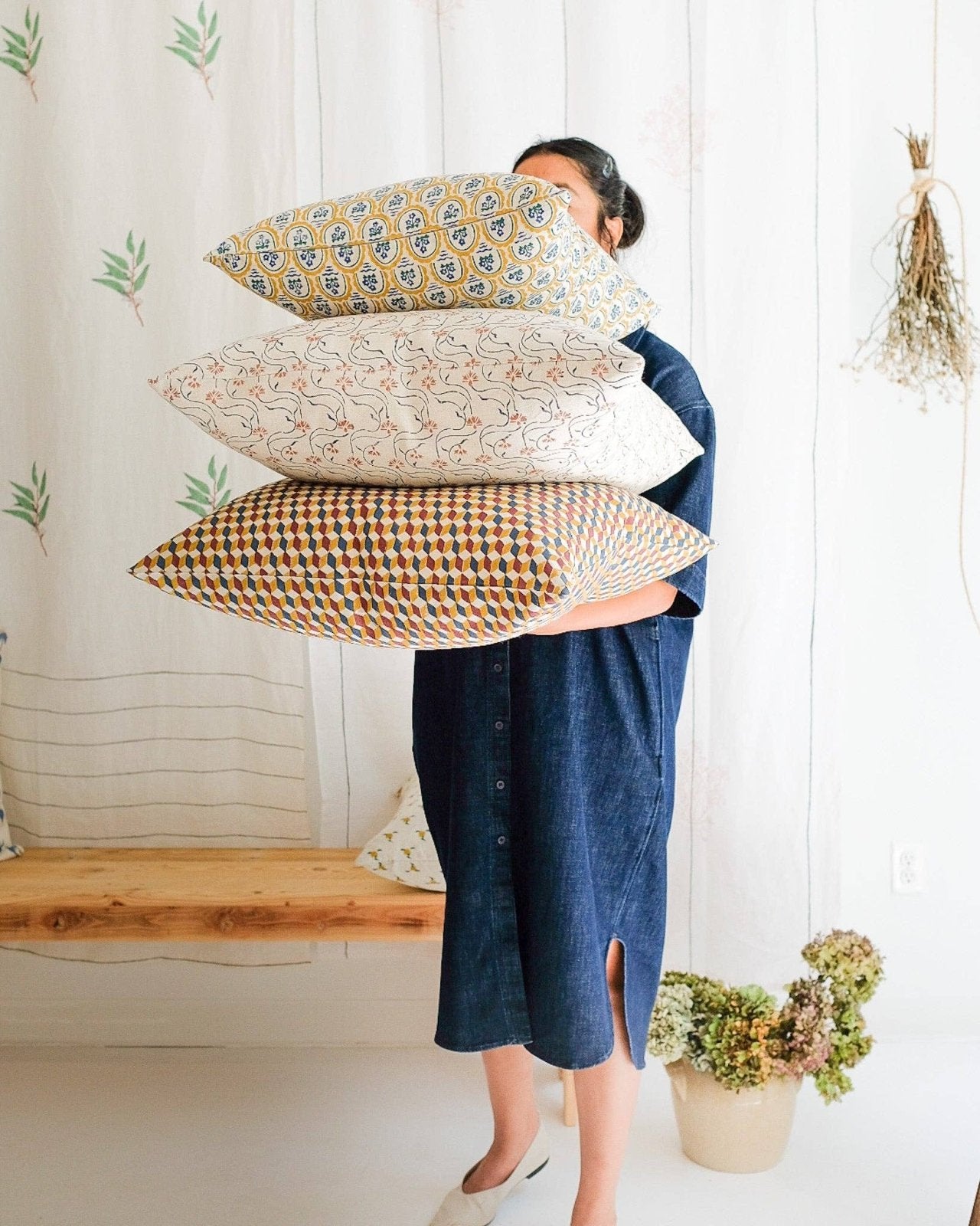 Soil to Studio · Saba Hand Block - Printed Linen Pillow | socius design in Rochester, MN
