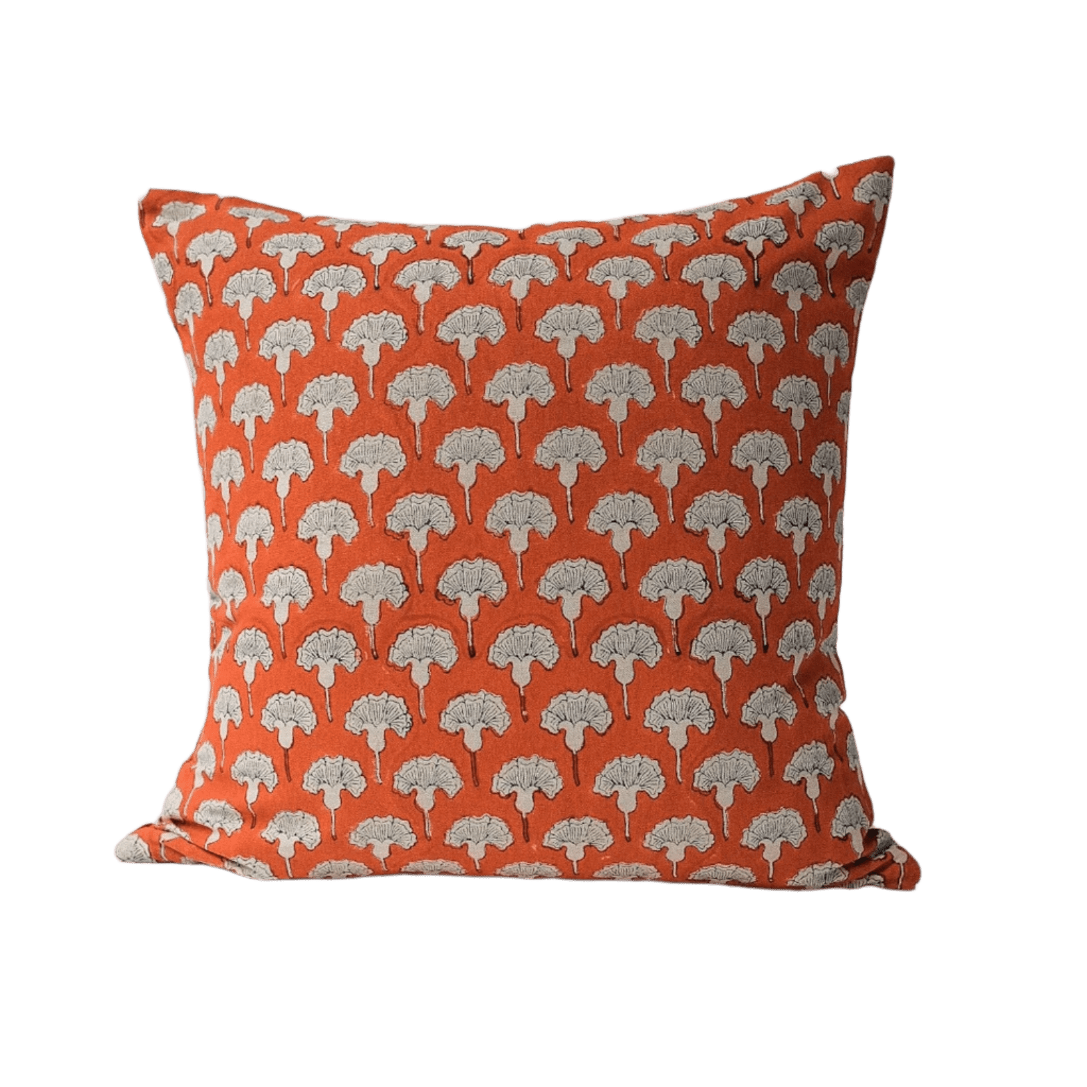 Soil to Studio · Seema Hand Block - printed Linen Pillow · Poppy Orange | socius design in Rochester, MN