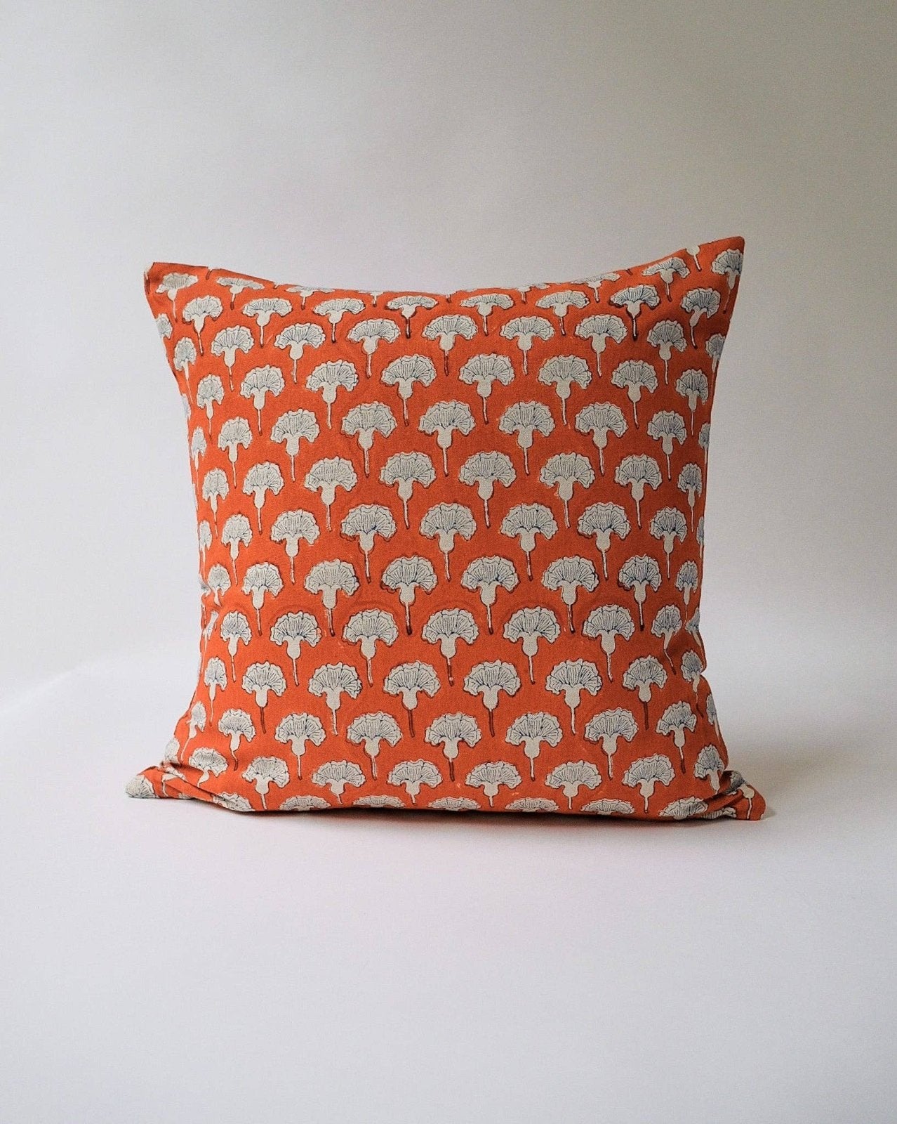 Soil to Studio · Seema Hand Block - printed Linen Pillow · Poppy Orange | socius design in Rochester, MN