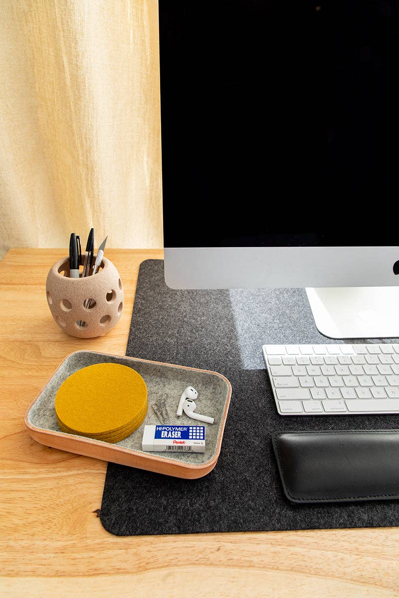 Graf Lantz · Small Kawabon Leather/Merino Wool Felt Tray Granite, Natural | socius design in Rochester, MN