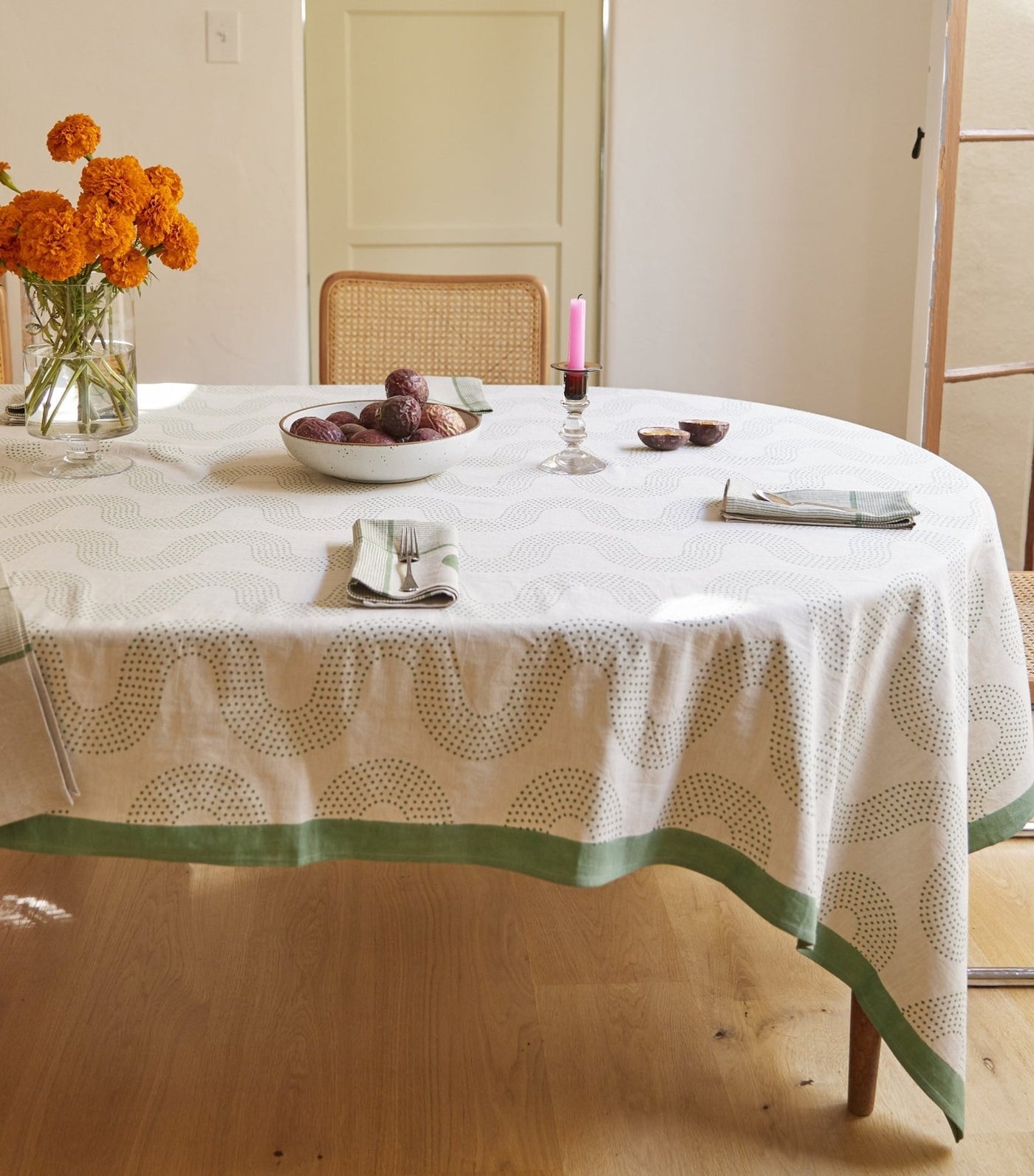 Block Shop · Squiggle Dot Tablecloth | Basil | socius design in Rochester, MN