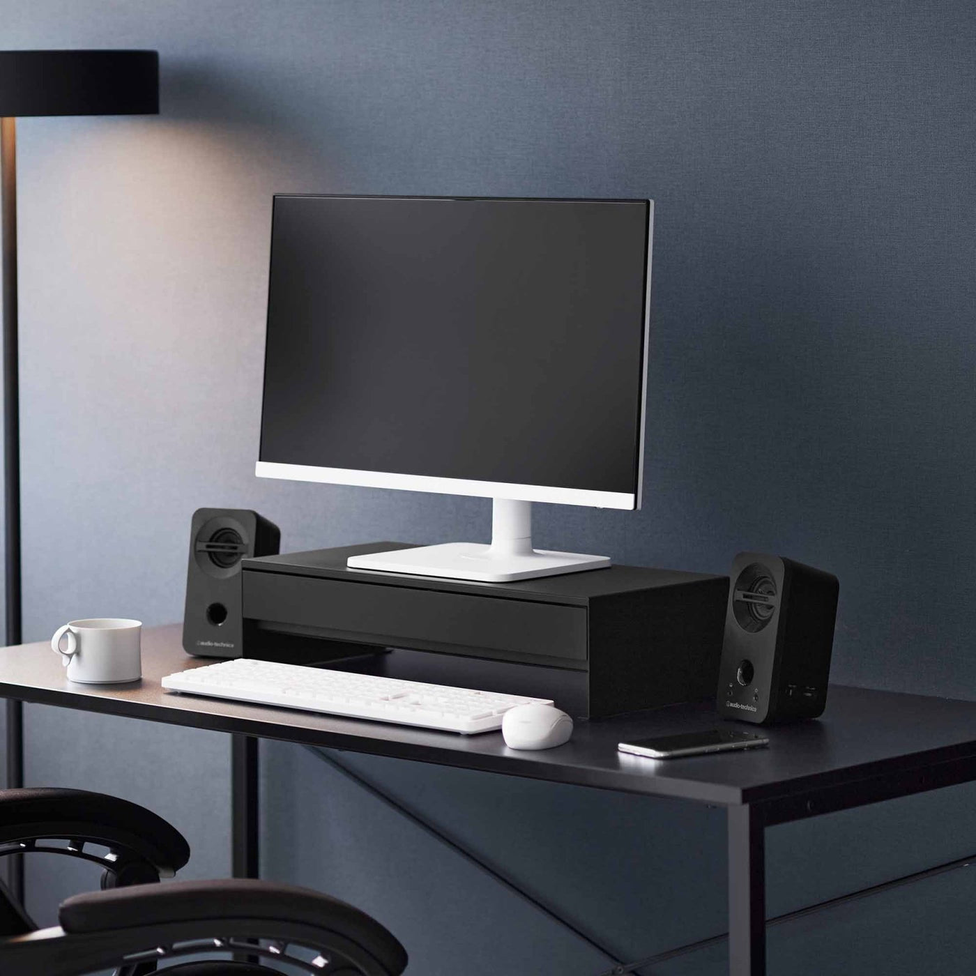 Yamazaki Home · Steel Monitor Stand With Drawer | socius design in Rochester, MN