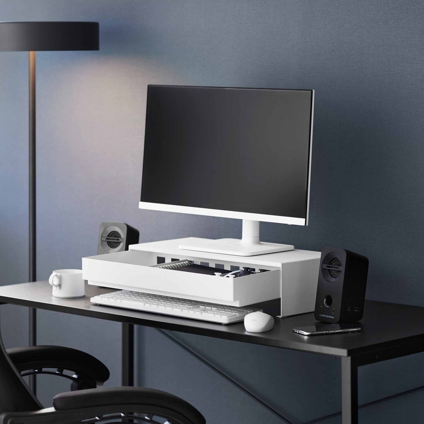 Yamazaki Home · Steel Monitor Stand With Drawer | socius design in Rochester, MN