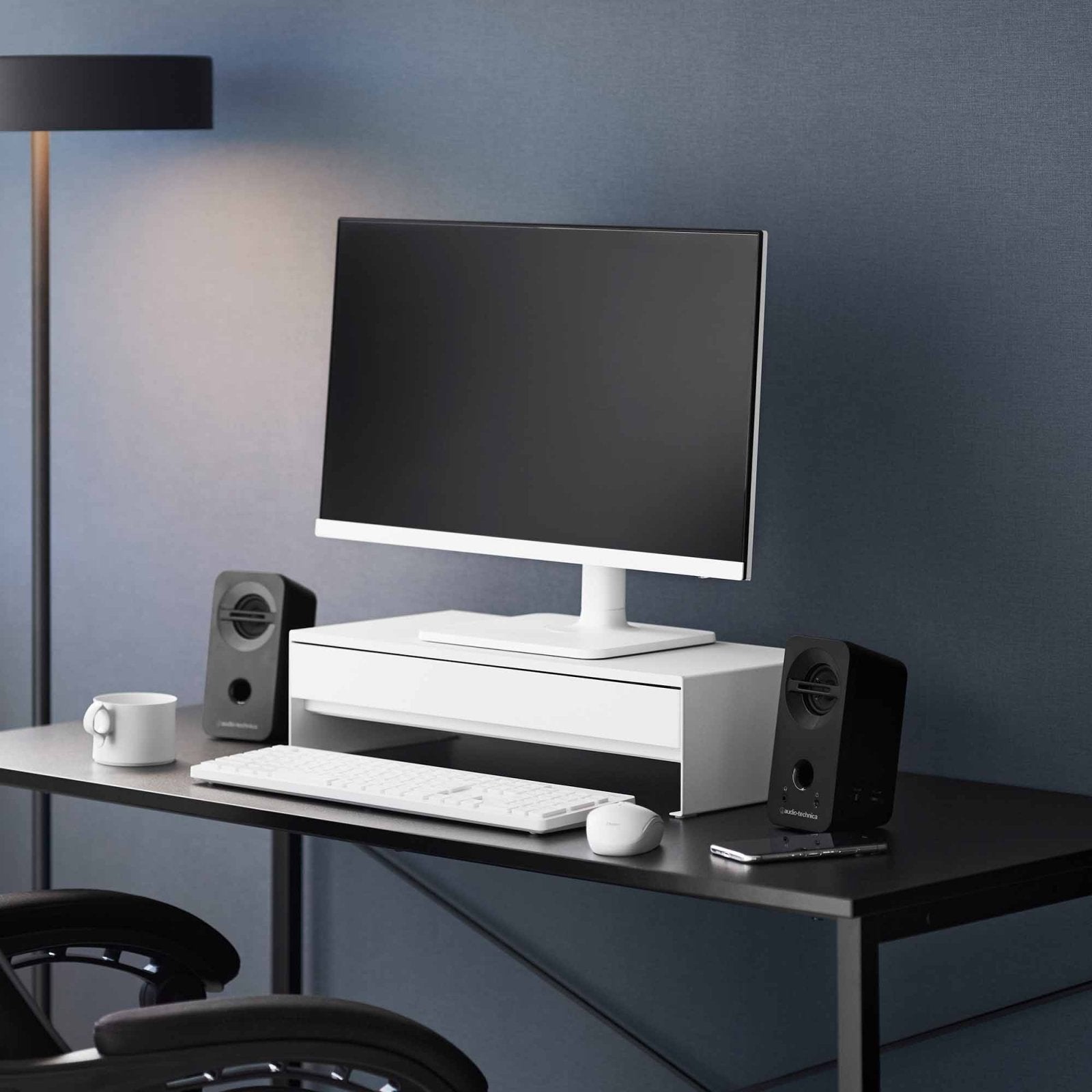 Yamazaki Home · Steel Monitor Stand With Drawer | socius design in Rochester, MN