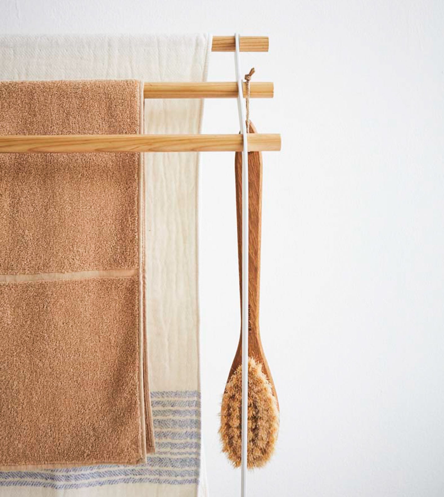 Yamazaki Home · Steel + Wood Bath Towel Rack (32" H) · Yamazaki Home | socius design in Rochester, MN