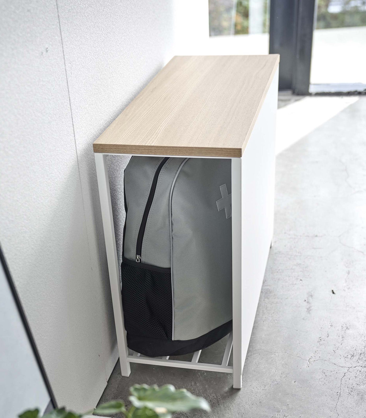 Yamazaki Home · Steel + Wood Entryway Storage Organizer & Bench (18" H) | socius design in Rochester, MN