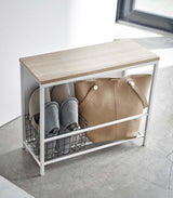 Yamazaki Home · Steel + Wood Entryway Storage Organizer & Bench (18" H) | socius design in Rochester, MN