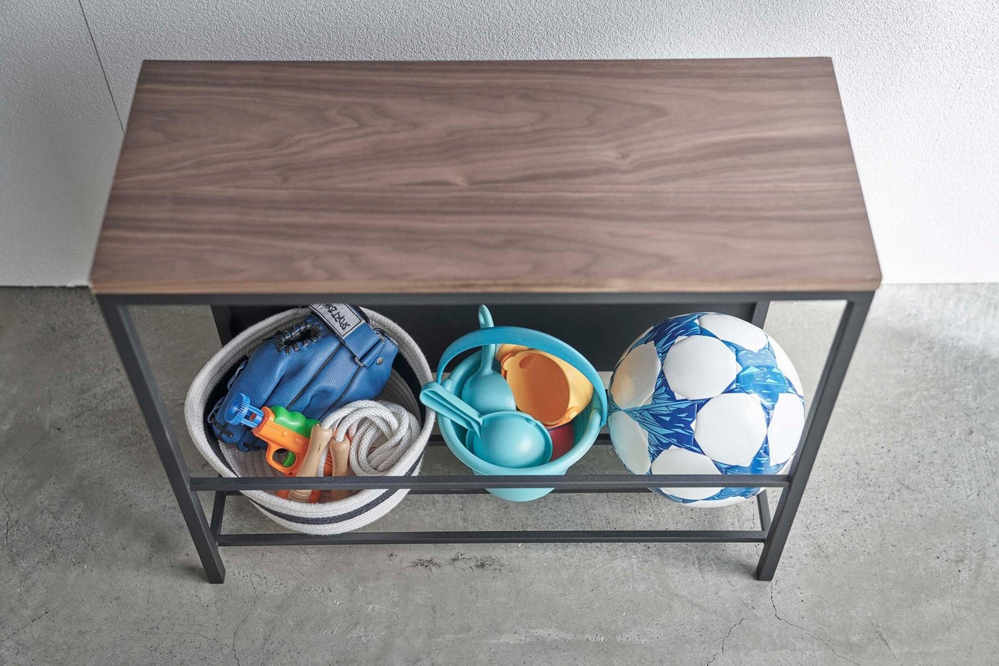 Yamazaki Home · Steel + Wood Entryway Storage Organizer & Bench (18" H) | socius design in Rochester, MN