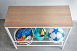 Yamazaki Home · Steel + Wood Entryway Storage Organizer & Bench (18" H) | socius design in Rochester, MN