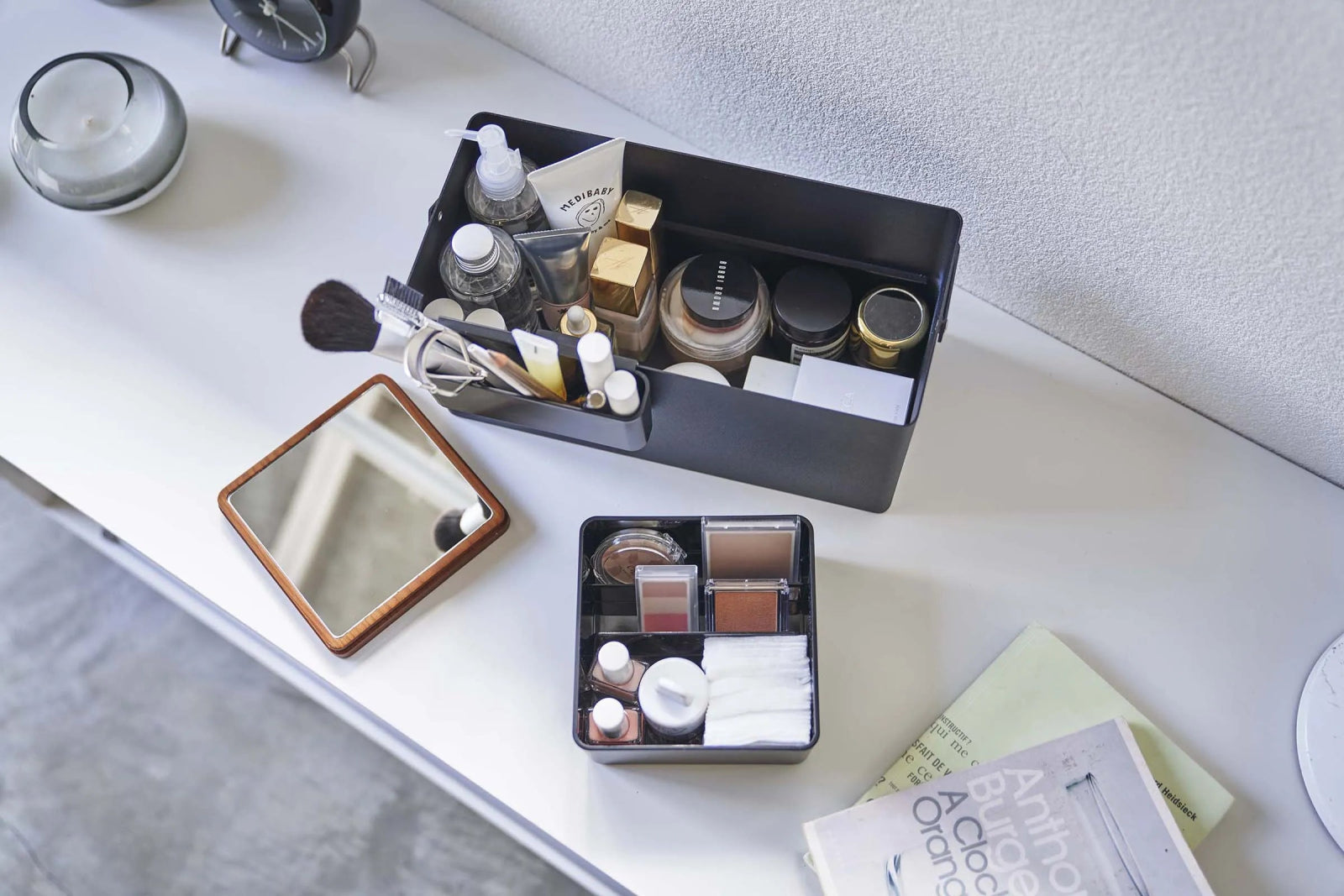 Yamazaki Home · Steel + Wood Makeup Organizer with Mirror · Yamazaki Home | socius design in Rochester, MN