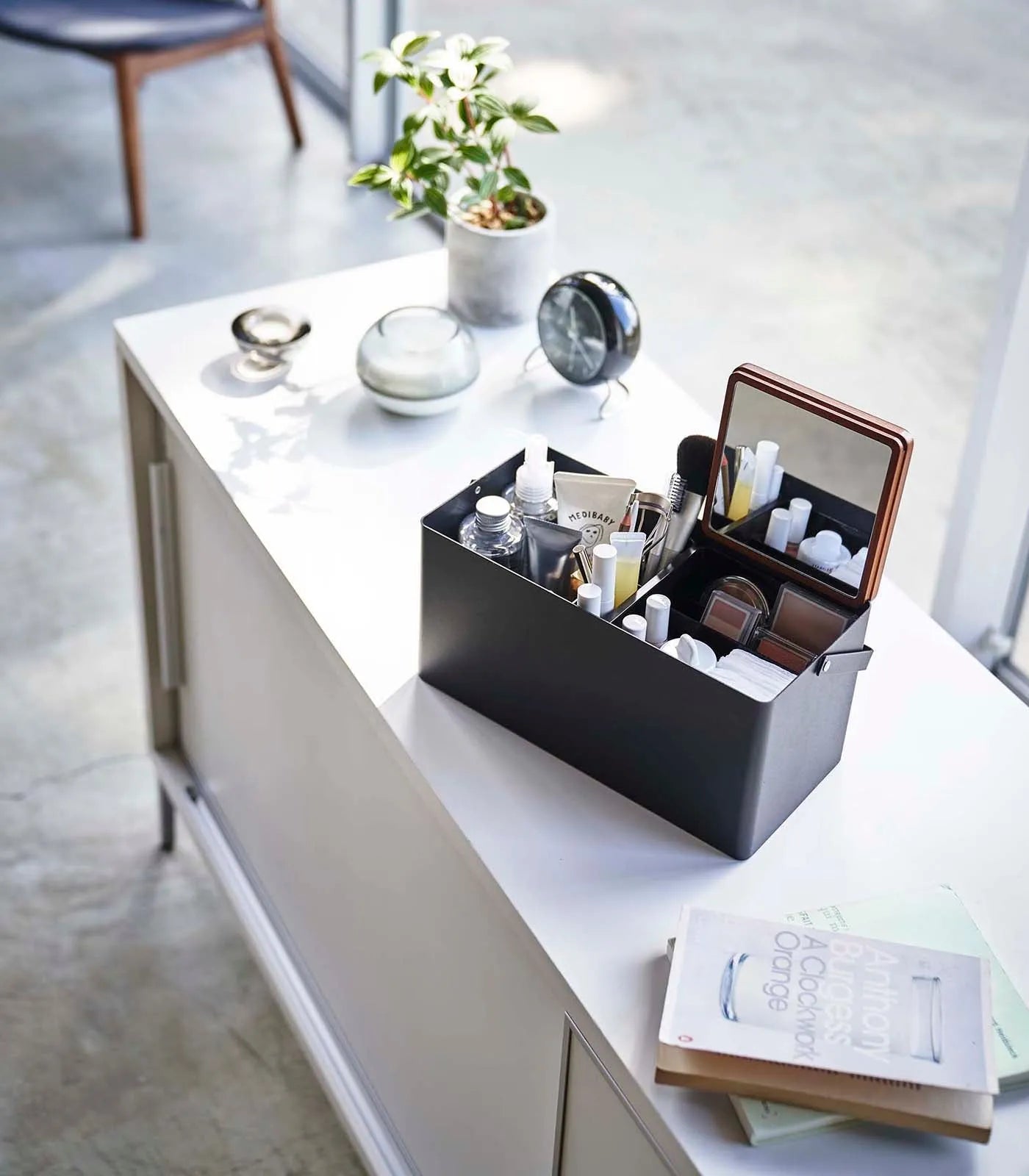 Yamazaki Home · Steel + Wood Makeup Organizer with Mirror · Yamazaki Home | socius design in Rochester, MN