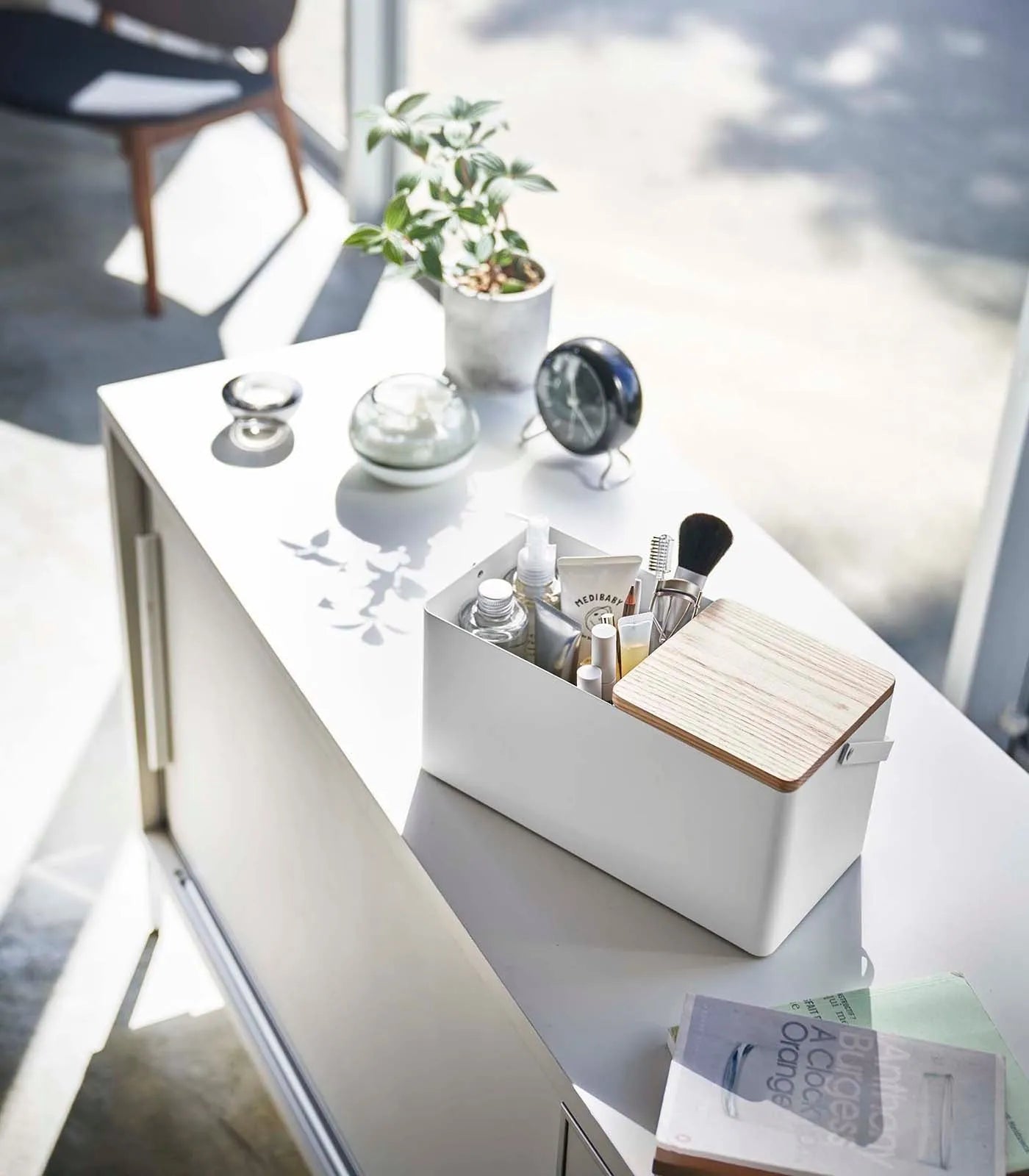 Yamazaki Home · Steel + Wood Makeup Organizer with Mirror · Yamazaki Home | socius design in Rochester, MN