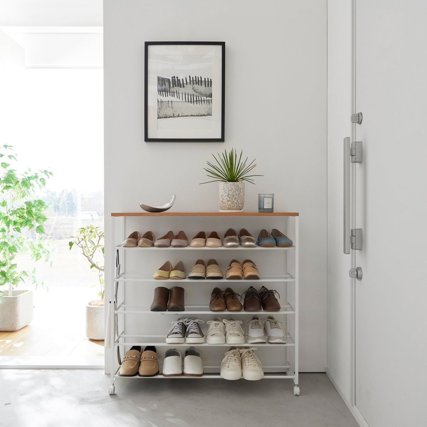 Yamazaki Home · Steel + Wood Rolling Five - Tier Shoe Rack (34.25"H) | socius design in Rochester, MN