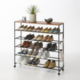 Yamazaki Home · Steel + Wood Rolling Five - Tier Shoe Rack (34.25"H) | socius design in Rochester, MN