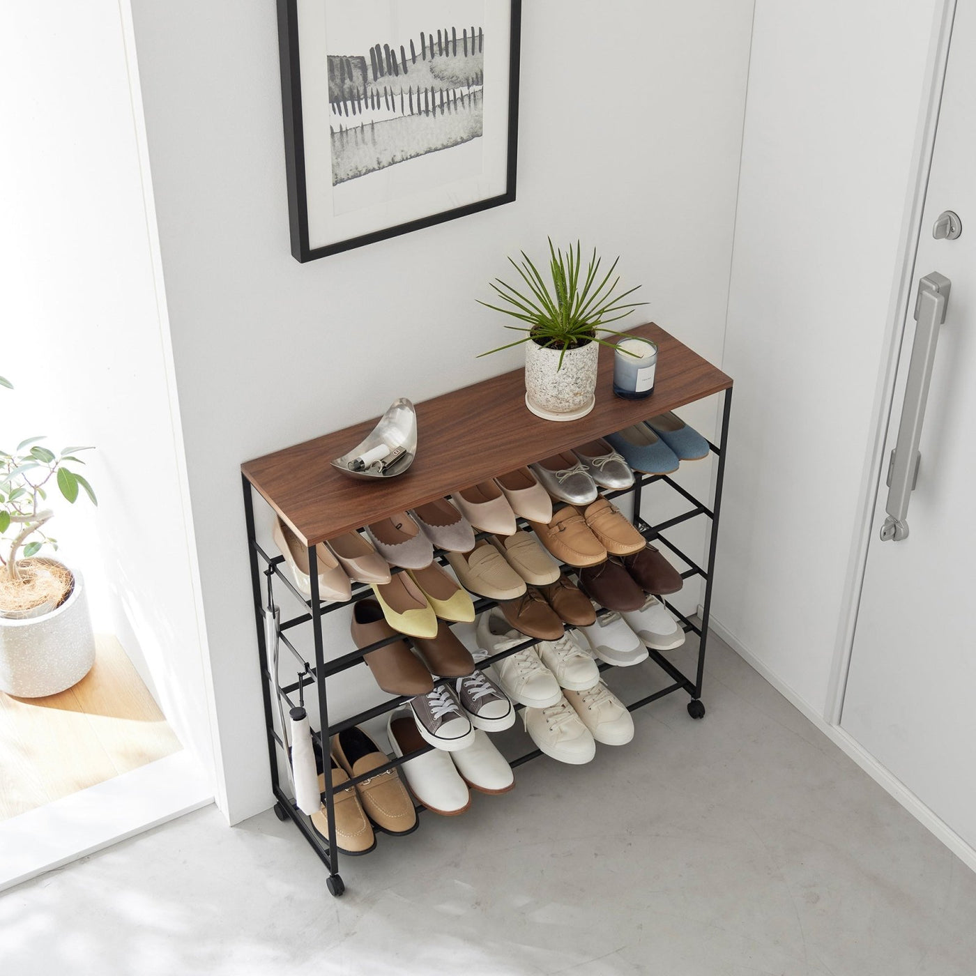 Yamazaki Home · Steel + Wood Rolling Five - Tier Shoe Rack (34.25"H) | socius design in Rochester, MN