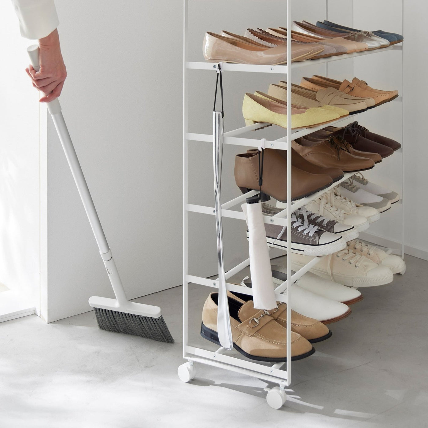 Yamazaki Home · Steel + Wood Rolling Five - Tier Shoe Rack (34.25"H) | socius design in Rochester, MN
