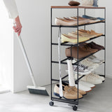 Yamazaki Home · Steel + Wood Rolling Five - Tier Shoe Rack (34.25"H) | socius design in Rochester, MN