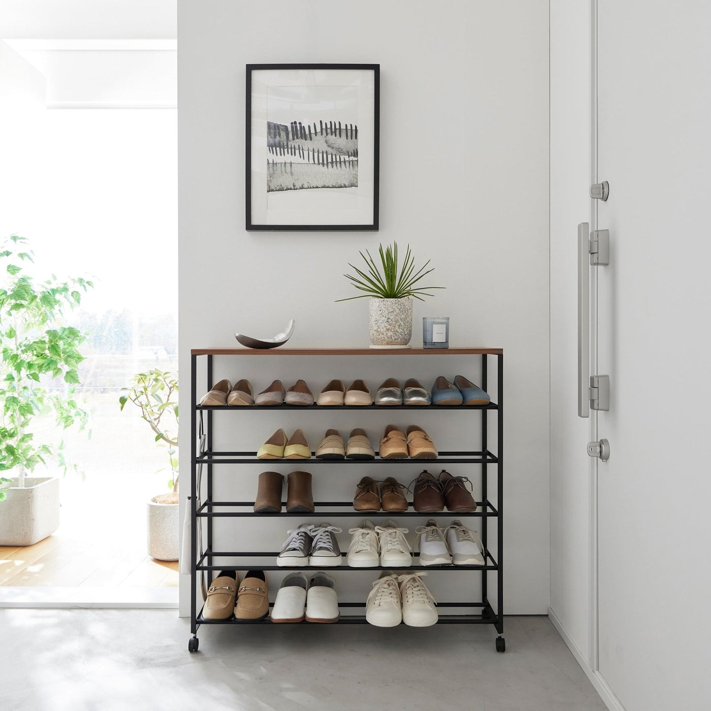 Yamazaki Home · Steel + Wood Rolling Five - Tier Shoe Rack (34.25"H) | socius design in Rochester, MN