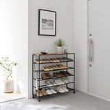 Yamazaki Home · Steel + Wood Rolling Five - Tier Shoe Rack (34.25"H) | socius design in Rochester, MN
