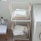 Yamazaki Home · Steel + Wood Rolling Laundry Cart + Wire Baskets (38" H) | socius design in Rochester, MN