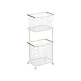 Yamazaki Home · Steel + Wood Rolling Laundry Cart + Wire Baskets (38" H) | socius design in Rochester, MN