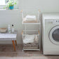 Yamazaki Home · Steel + Wood Rolling Laundry Cart + Wire Baskets (38" H) | socius design in Rochester, MN