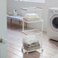 Yamazaki Home · Steel + Wood Rolling Laundry Cart + Wire Baskets (38" H) | socius design in Rochester, MN