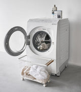 Yamazaki Home · Steel + Wood Rolling Wire Basket (15" H) | socius design in Rochester, MN
