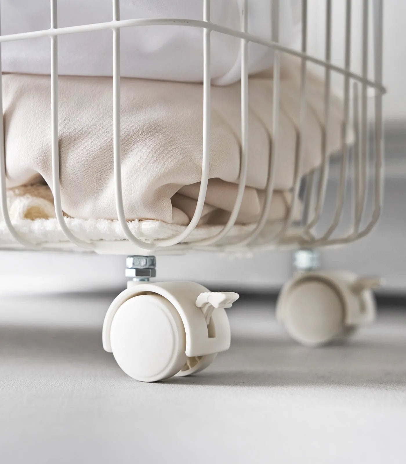 Yamazaki Home · Steel + Wood Rolling Wire Basket (15" H) | socius design in Rochester, MN