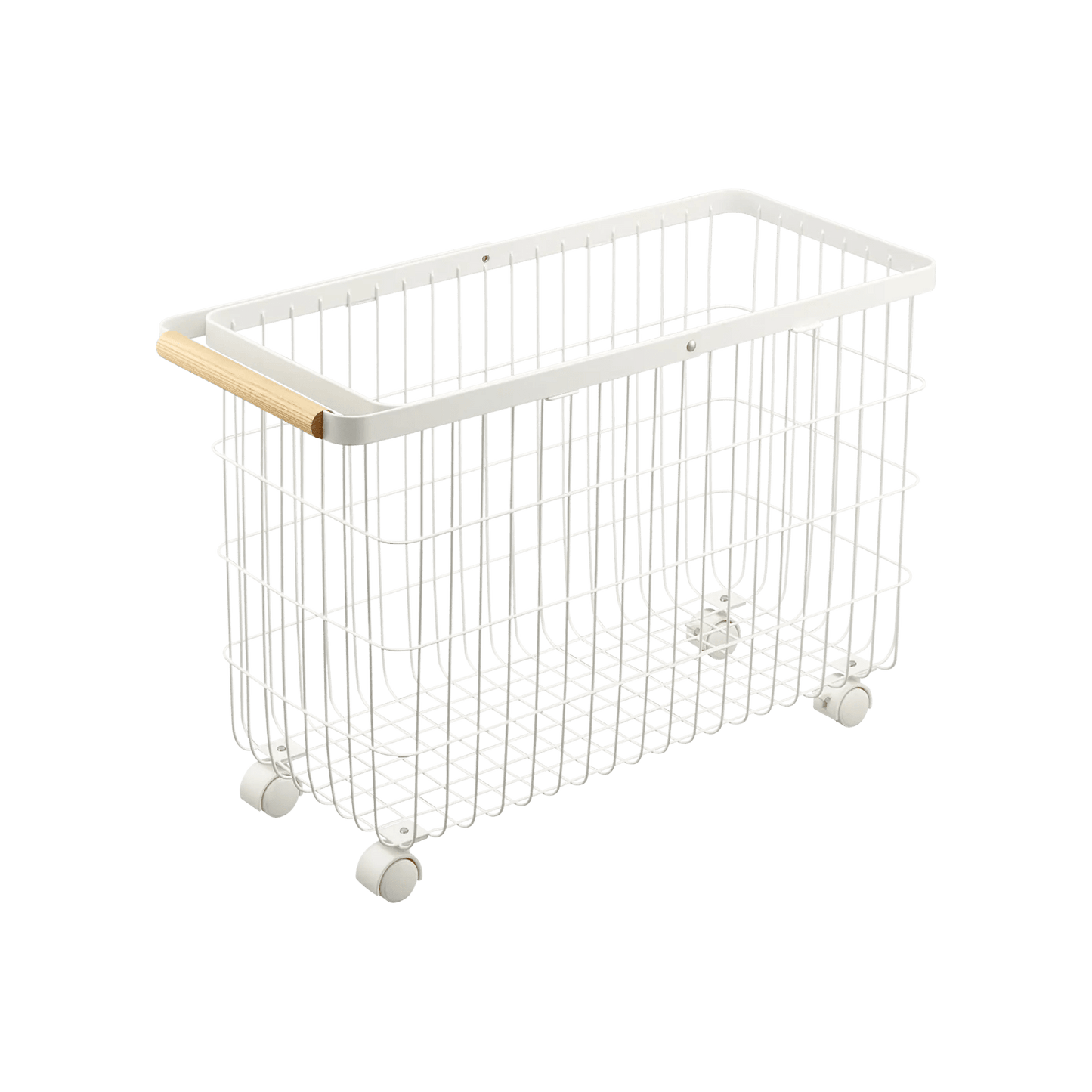 Yamazaki Home · Steel + Wood Rolling Wire Basket (15" H) | socius design in Rochester, MN