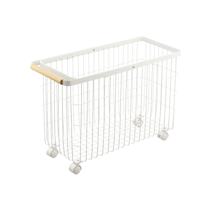 Yamazaki Home · Steel + Wood Rolling Wire Basket (15" H) | socius design in Rochester, MN