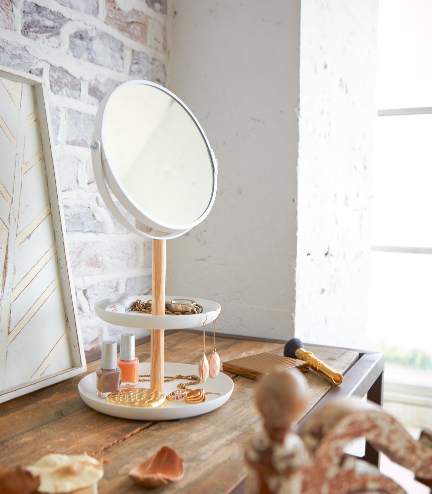 Yamazaki Home · Steel + Wood Two - Tier Vanity Mirror · Yamazaki Home | socius design in Rochester, MN