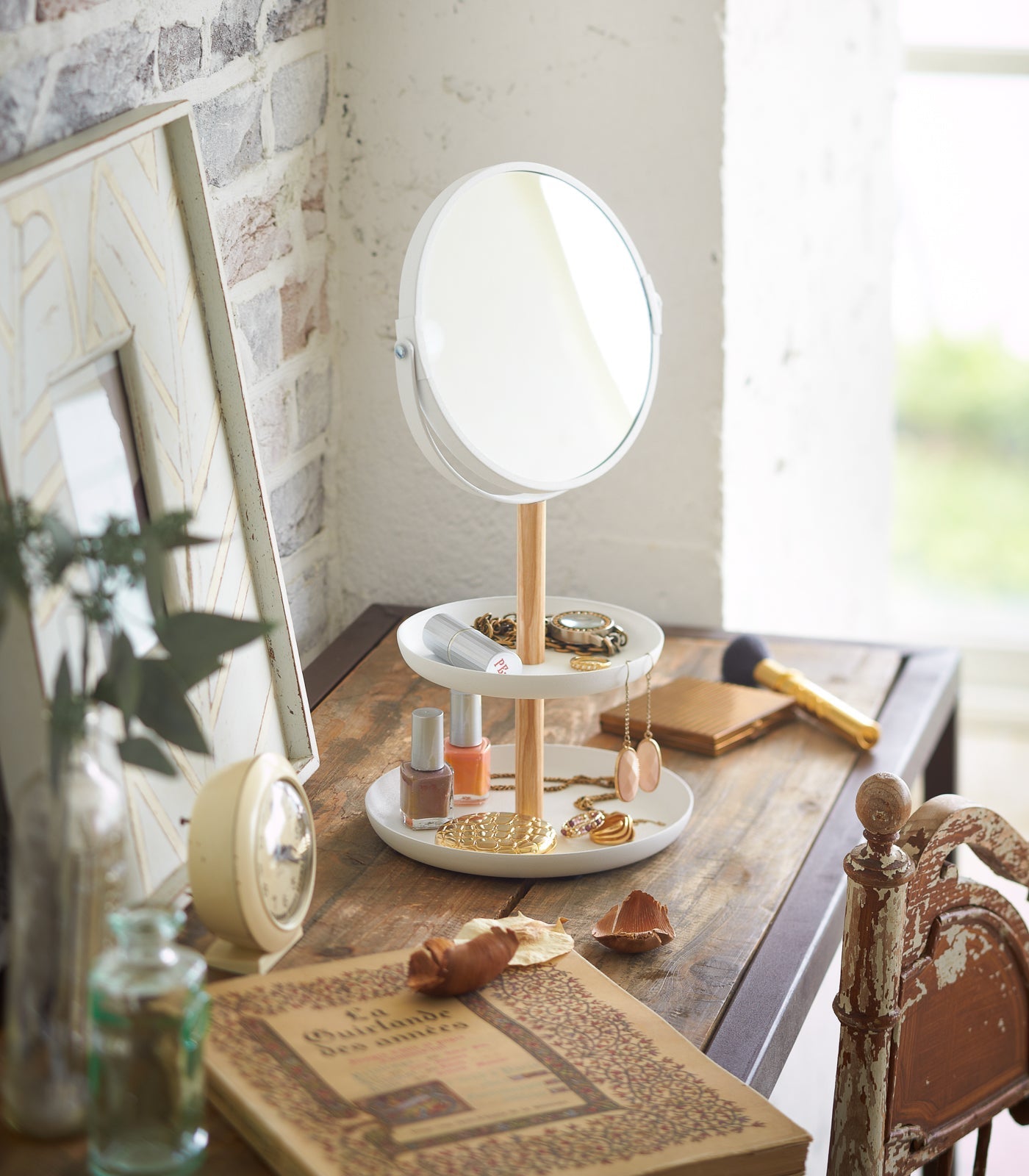 Yamazaki Home · Steel + Wood Two - Tier Vanity Mirror · Yamazaki Home | socius design in Rochester, MN