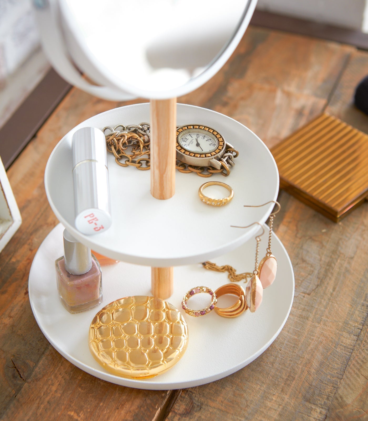 Yamazaki Home · Steel + Wood Two - Tier Vanity Mirror · Yamazaki Home | socius design in Rochester, MN