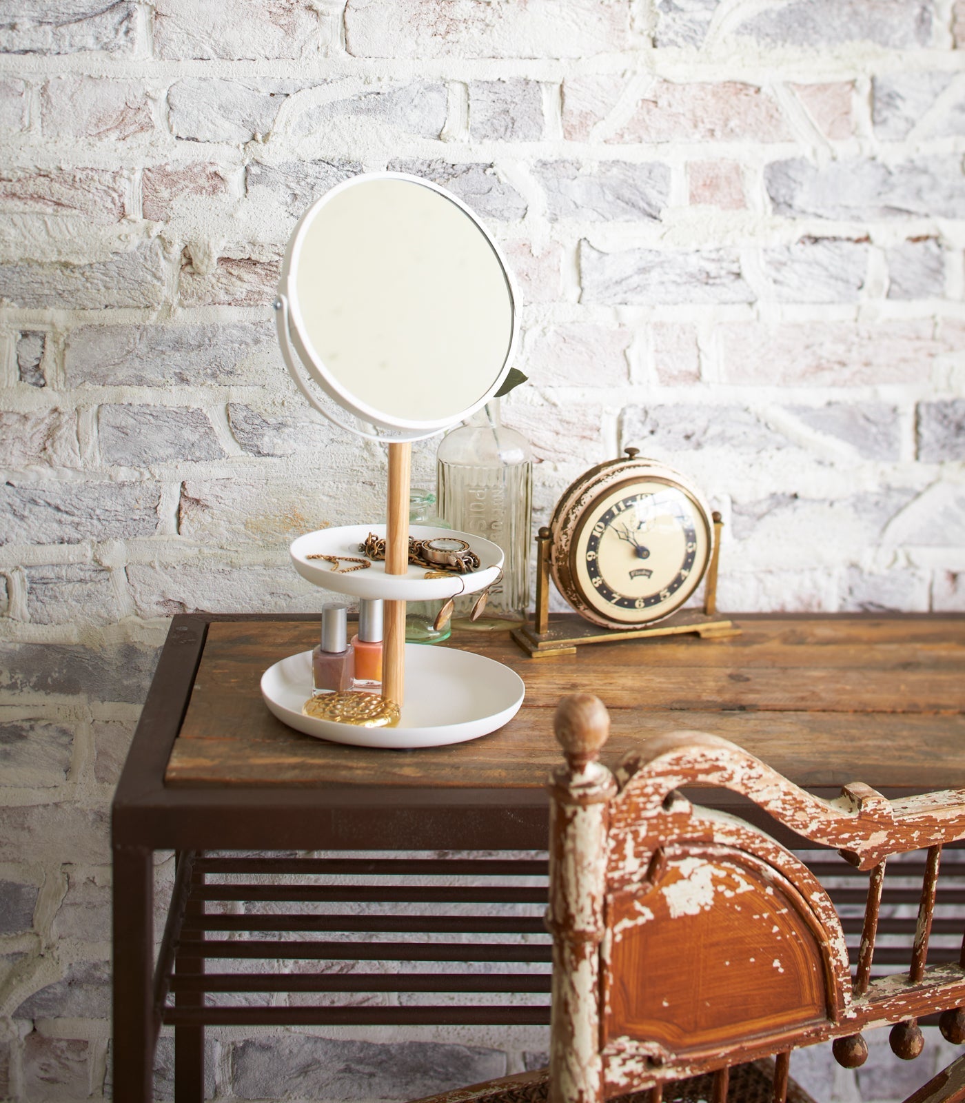 Yamazaki Home · Steel + Wood Two - Tier Vanity Mirror · Yamazaki Home | socius design in Rochester, MN
