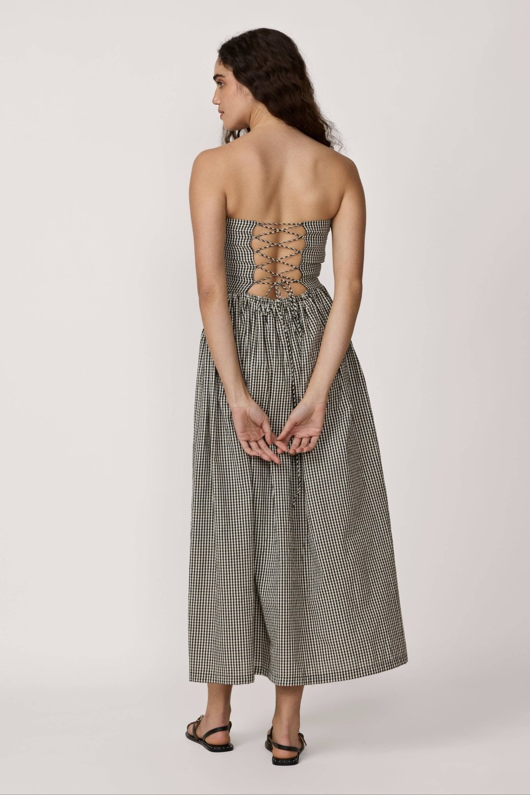 LAUDE the Label · Strapless Tie Back Dress in Gingham | socius design in Rochester, MN