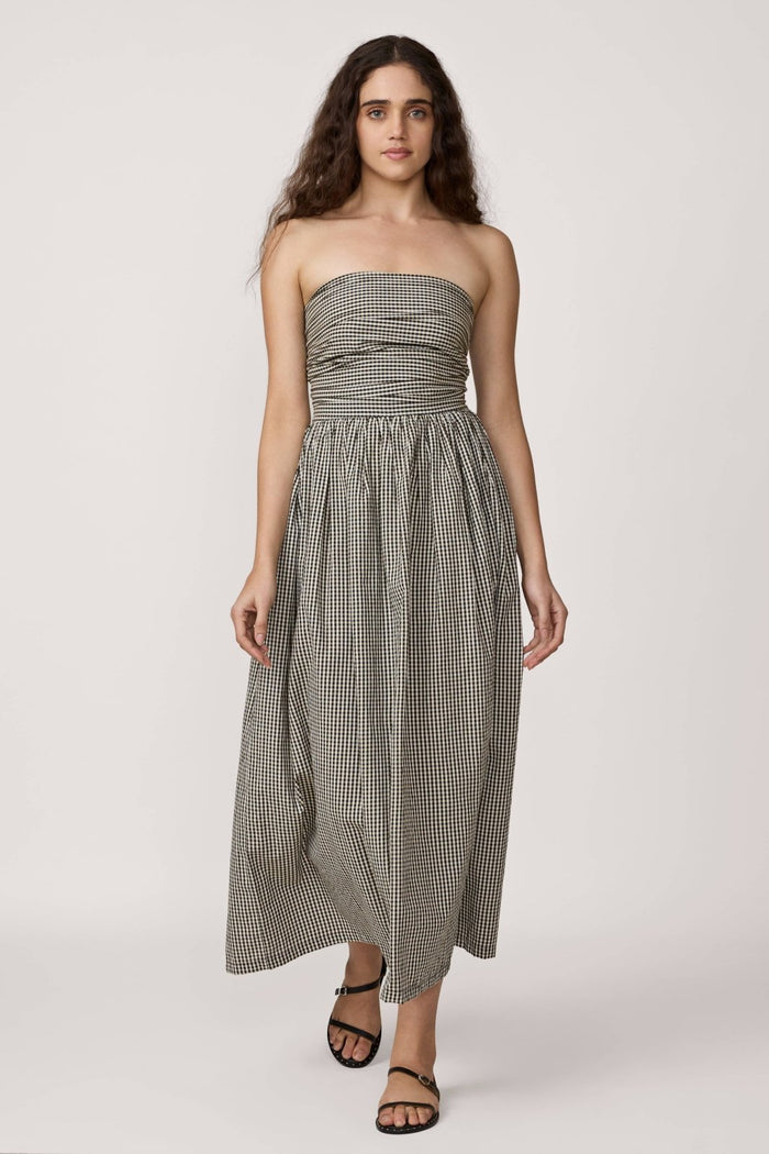 LAUDE the Label · Strapless Tie Back Dress in Gingham | socius design in Rochester, MN