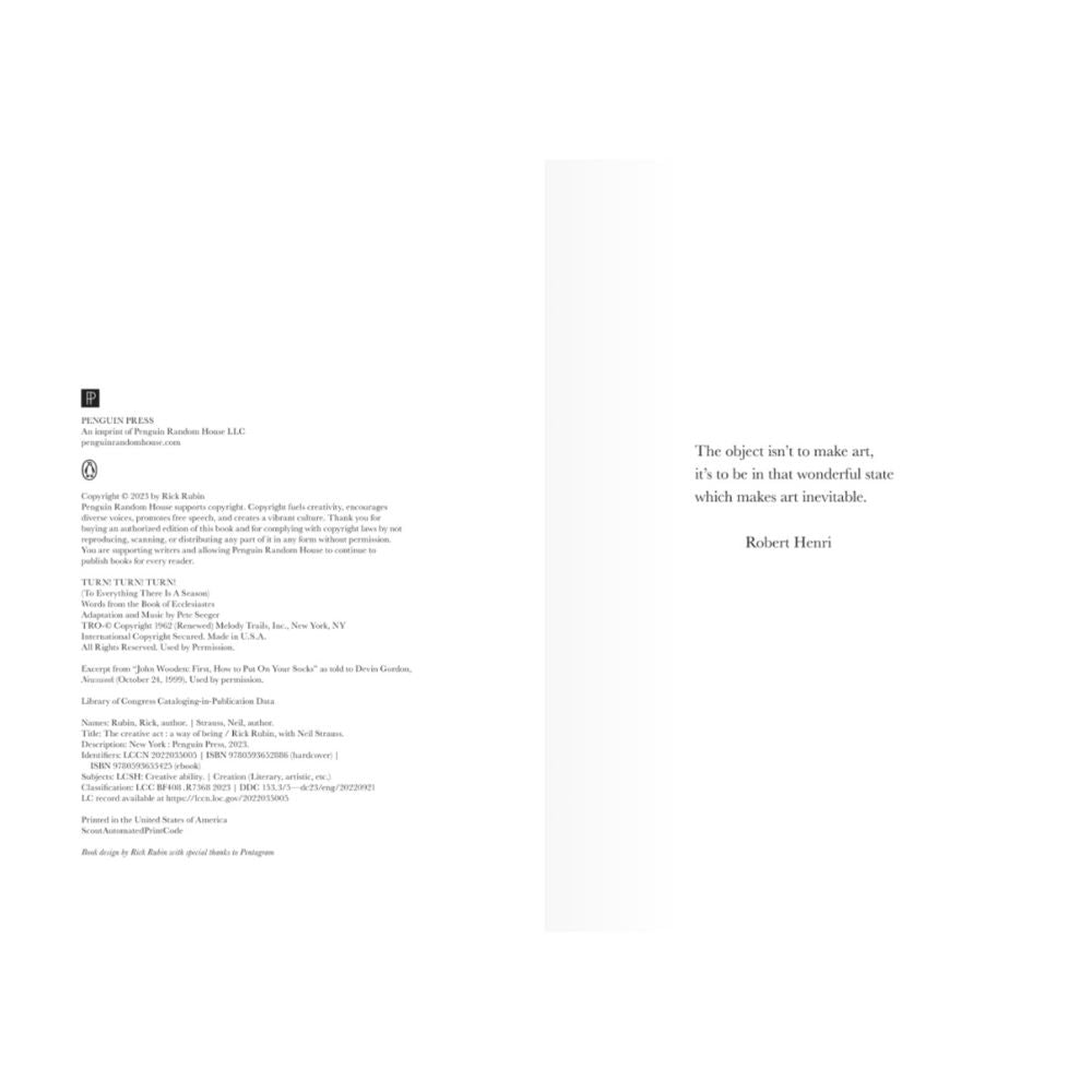 Penguin Press · The Creative Act: A Way of Being, Rick Rubin | socius design in Rochester, MN