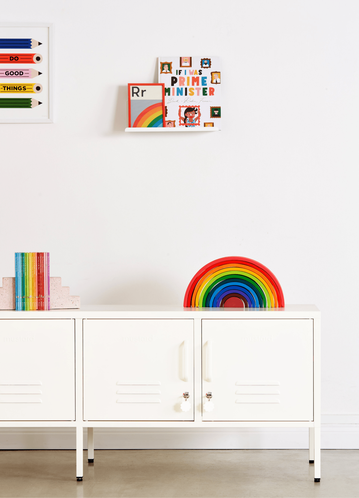 The Standard locker in Chalk styled in a playroom