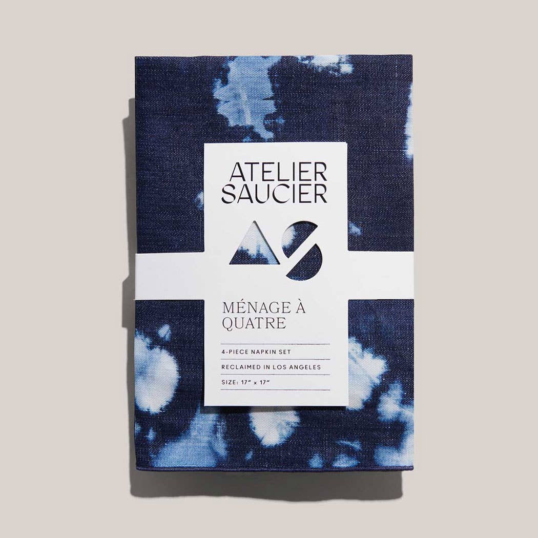 ATELIER SAUCIER · Tie - Dyed Reclaimed Denim Linen Napkin Set | socius design in Rochester, MN