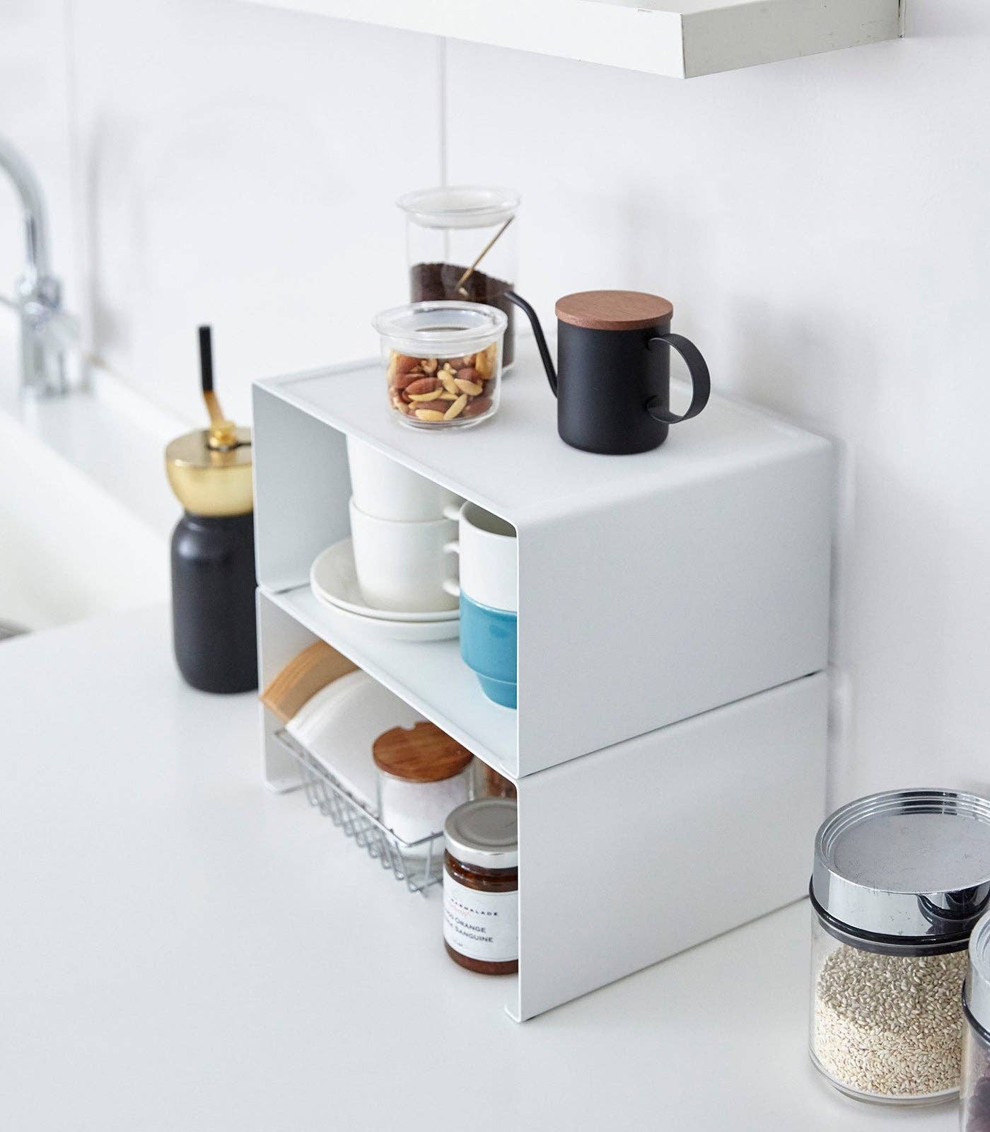 Yamazaki Home · Tower Stackable Countertop Shelf - Steel - Large: White | socius design in Rochester, MN