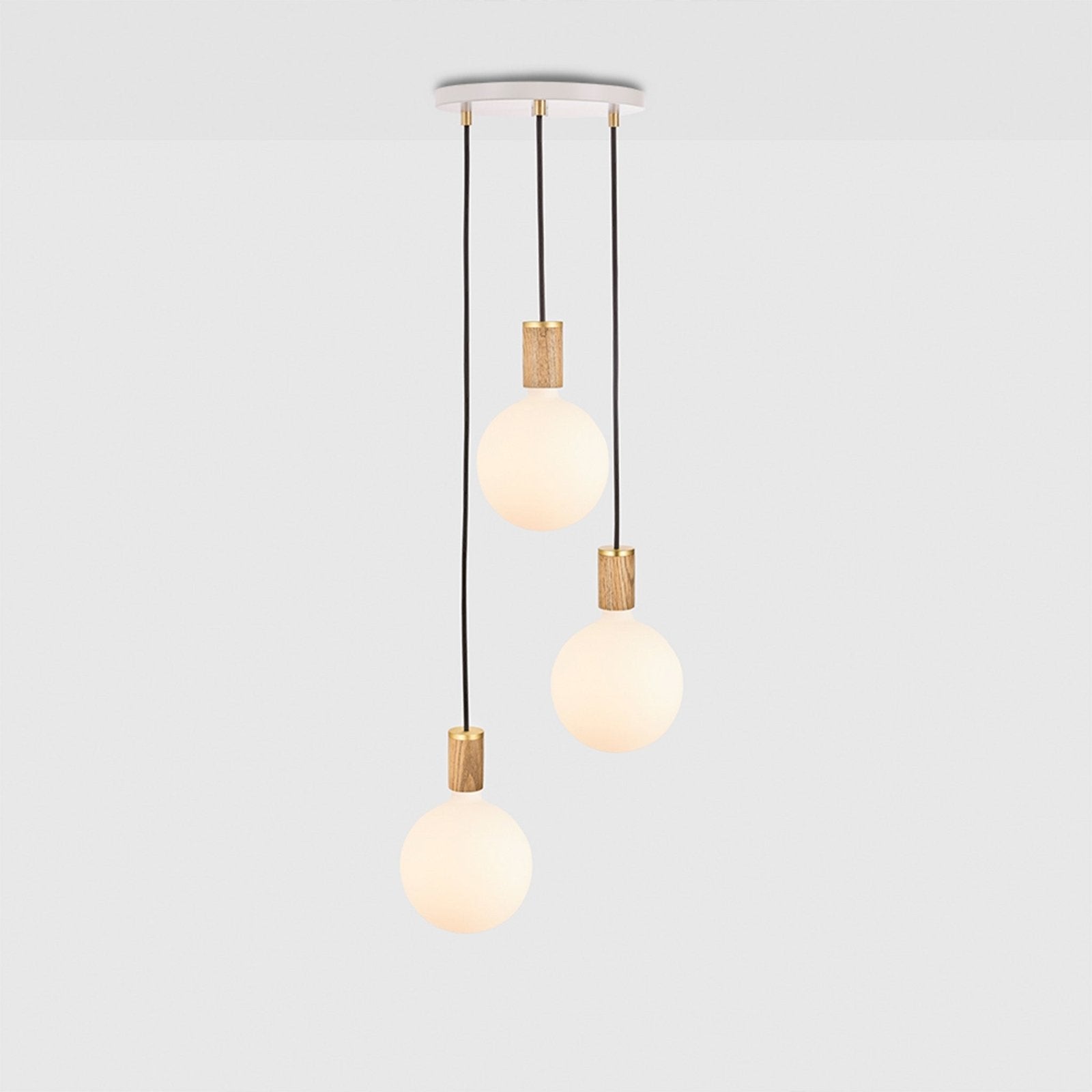 Tala US · Triple Pendant in Oak + Sphere IV - White Canopy | socius design in Rochester, MN