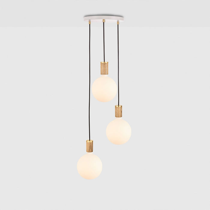 Tala US · Triple Pendant in Oak + Sphere IV - White Canopy | socius design in Rochester, MN