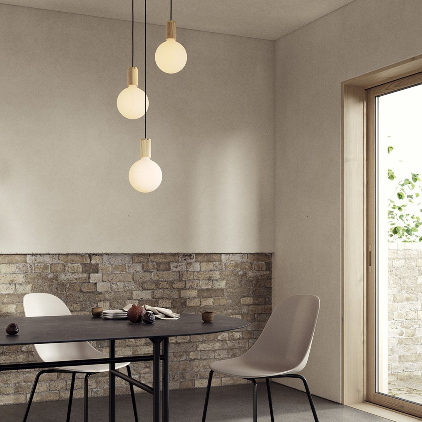 Tala US · Triple Pendant in Oak + Sphere IV - White Canopy | socius design in Rochester, MN